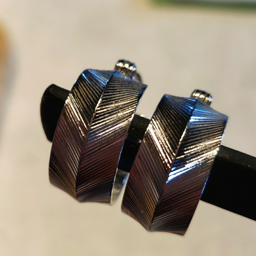 Vintage Monet Sterling Silver Hoops